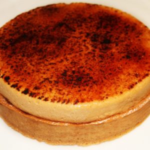 Tarte poire chocolat creme chiboust caramelisee