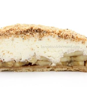 Tarte banane coco noisettes, chantilly citron vert