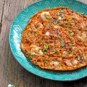 Omelette pimentée aux crevettes